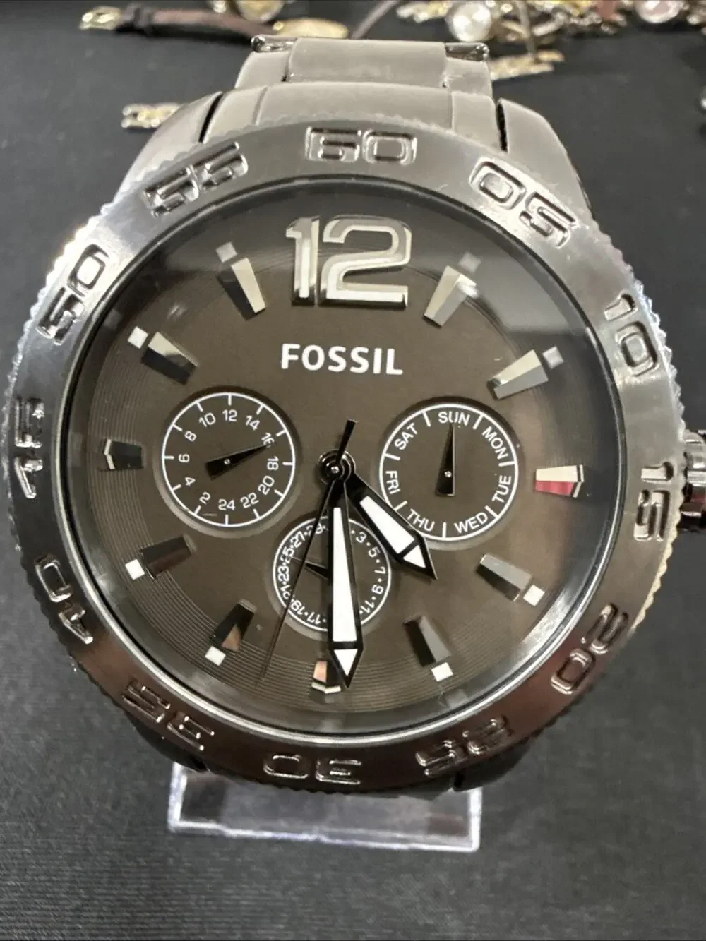Men’s Fossil BQ1165 Watch 50mm Case 7” Band Gunmetal New Battery (G3)